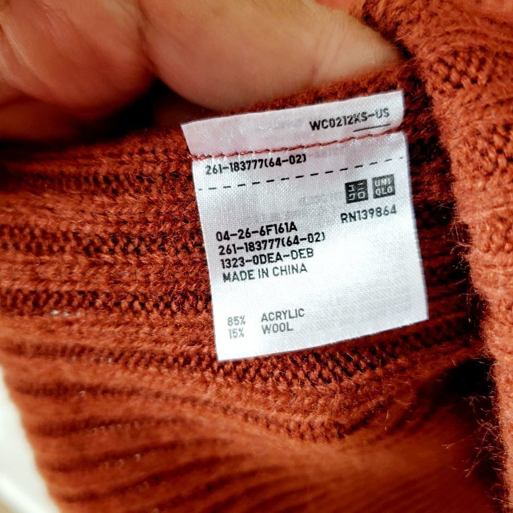 Button Closure Rust Textured Wool Blend Cardigan … - image 5